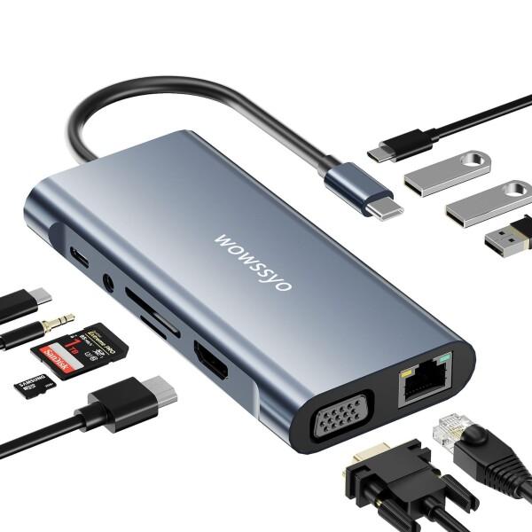 USB Cハブ 11-in-1 タイプCハブ ドッキング変換アダプタ( 4K HDMI/1Gbps ...