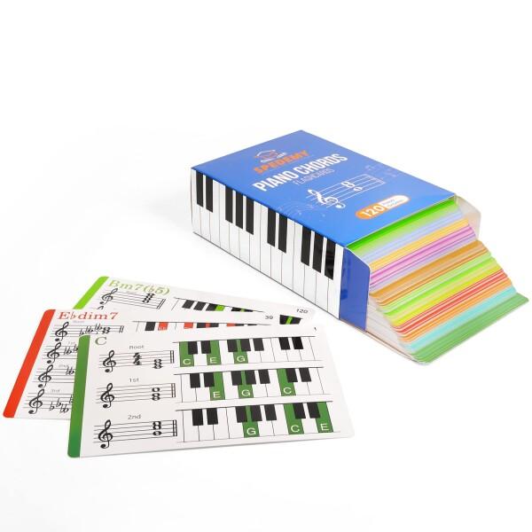 Spedemy ピアノコードフラッシュカードギフトボックス入り - ピアノコード表付き - 色分けさ...