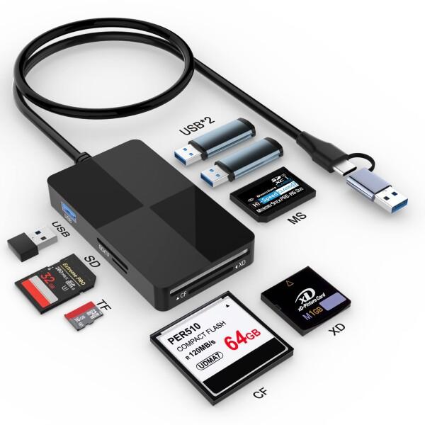 USB C USB 3.0 マルチカードリーダーハブ、8 in 2 XD SD CF MS TF M...