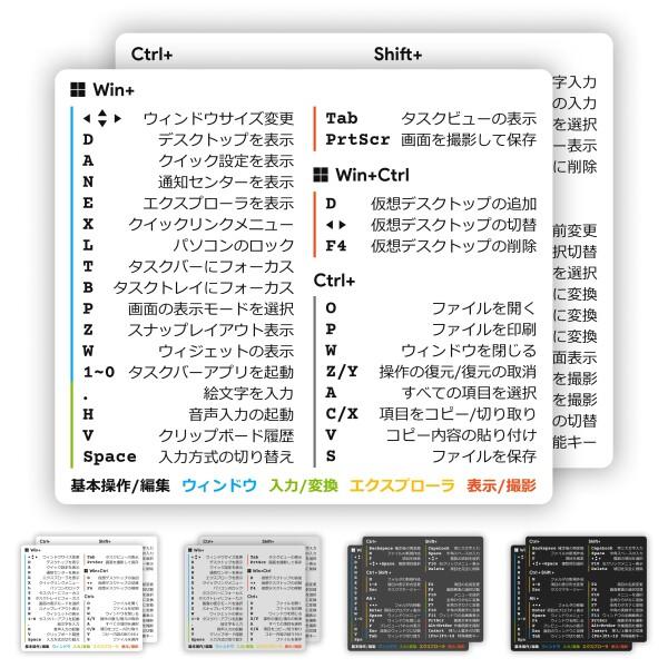 Windows ノートPC・パソコン ショートカット・シール 日本語版 早見表 一覧表 ステッカー ...