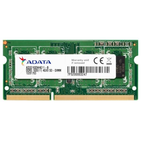 ADATA ノート用増設メモリ PC3-12800 DDR3-1600(512x8) 4GB 1.5...