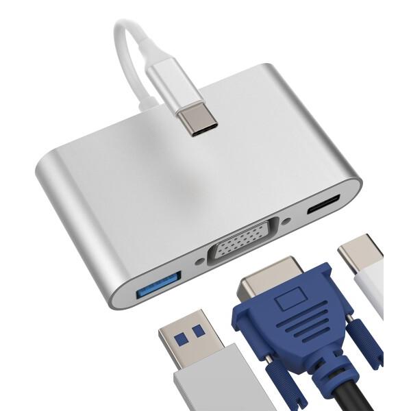USB Cハブ VGA USB3.0 Type-C きゅうそく充電 変換アダプタ (3in1)対応A...