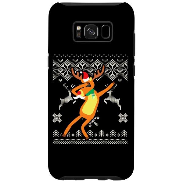 Galaxy S8+ 雪の中のダビングスルー トナカイ アグリークリスマスセーター スマホケース