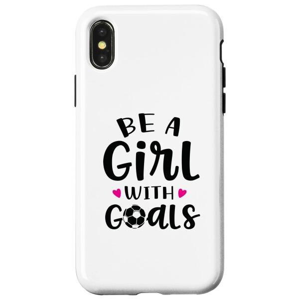 iPhone X/XS Be A Girl With Goals ティーンガール ハート付きサッカー...