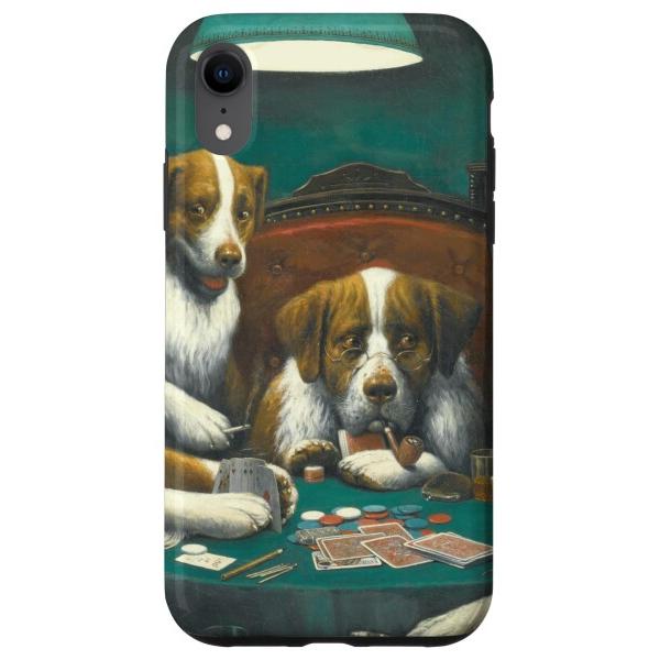 iPhone XR ポーカーをする犬 絵画 スマホケース