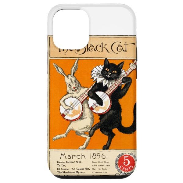 iPhone 12/12 Pro 黒猫 ヴィンテージ オールドポスター イラスト スマホケース