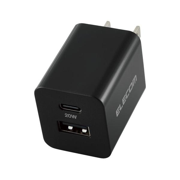 エレコム Type-C 充電器 20W USB PD対応 2ポート USB-C USB-A  ブラッ...