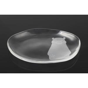 ガラス小皿 ガラストレー くまモン てびねり (15.4x10.4cm) 日本製