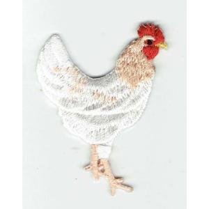 刺繍アイロンワッペン鳥（ニワトリ（白）/にわとり（白）