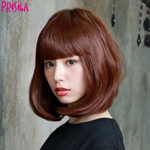 ウィッグ フルウィッグ ボブ 自然 オールウィッグ ミディボブ A 6耐熱 送料無料 プリシラ Prisila Stem