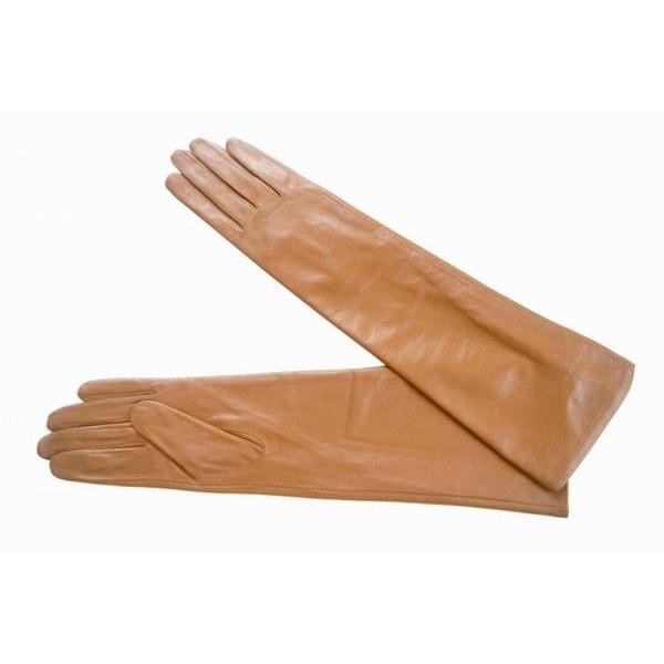 本革　柔らかいシープレザーを使用！レディース本革ロンググローブ　キャメル
