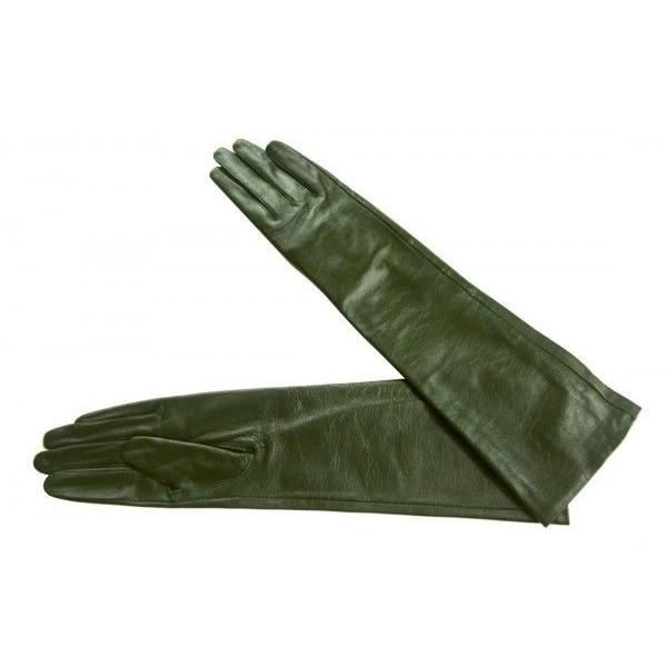 本革シープレザー　40cm本革ロンググローブ　カーキグリーン