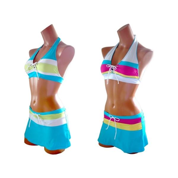 レディース水着　スポーツブラタイプ　マリンカラー　ホルターネック2ピース　2カラー