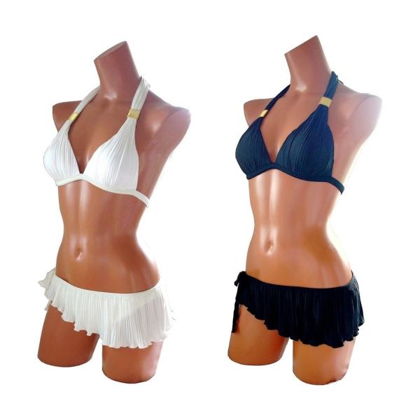 レディース水着　繊細プリーツが素敵！　セクシー三角ビキニ2カラー