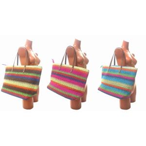 爽やか　収納いっぱい　ペーパートートバック　3カラー　カゴバック