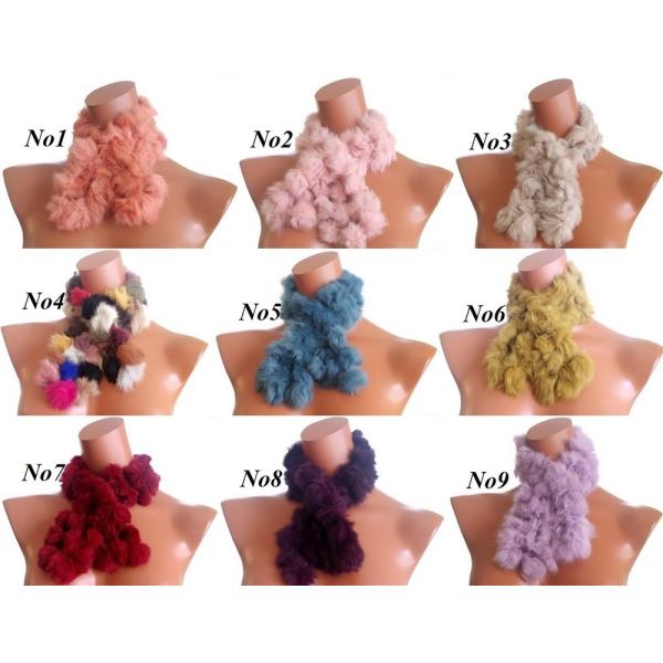 首周りあったかふわふわ　リアルラビットファー 9カラー毛皮編込みネックウォーマー
