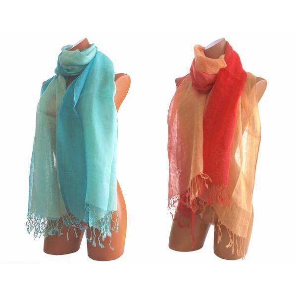 人気グラデーション　リネン100％　2カラー　軽い付け心地　　リネン大判ストール