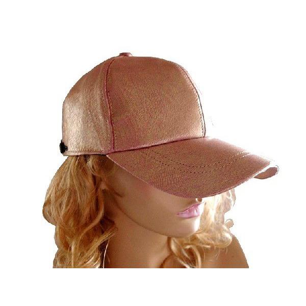 本革シープレザー　ラメ入りピンク　本革CAP