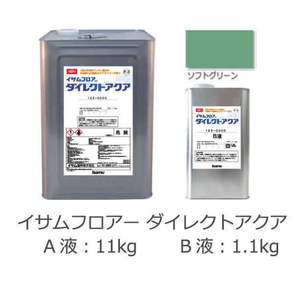 イサムフロアー ダイレクトアクア （ソフトグリーン）12.1kg/セット /  イサム塗料　プライマ...