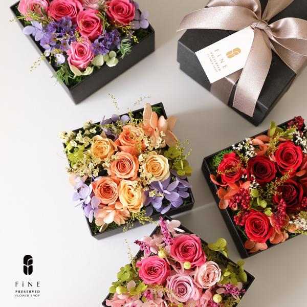 プリザーブドフラワー プレゼント ギフト 花 ラナローズ  フラワーボックス 祝電 電報 お誕生日 ...