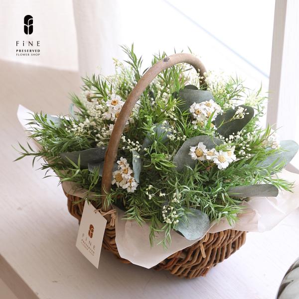 ティーツリー バスケット プリザーブドフラワー プレゼント ギフト 結婚祝い サロン 開店祝い 開業...