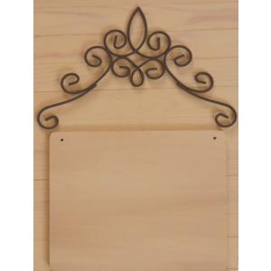 無塗装白木素材　アイアン付きプレート(角型中）cw-714