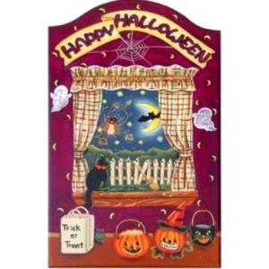 トールペイント　ご自分で描く　図案付白木素材　 ハロウィンのプラーク　mh-567