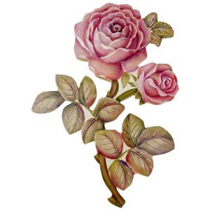 トールペイント　ご自分で描く　図案付白木素材　mh-603　カットローズ　レッドバイオレット