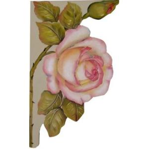 トールペイント　ご自分で描く　図案付白木素材　mh-606　コーナーフレーム　バラ（２枚１組）