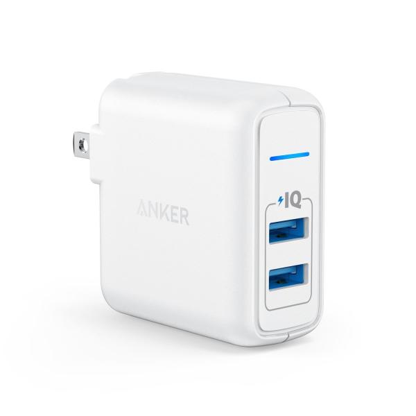 Anker ホワイト コンパクト 2ポート USB急速充電器 PSE認証済 PowerIQ 折りたた...