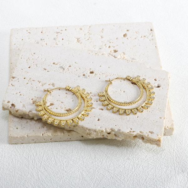 ピアス ジルコニア ビンテージ パール フープ レディース ファッション 気質 セット ジルコン ダ...