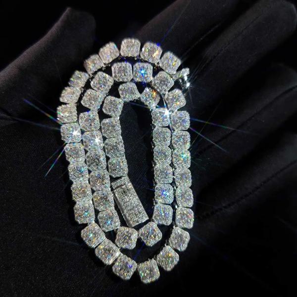 ネックレス ダイヤモンド シルバー チェーン テニス リング メンズ 7mm 工場 VVS モイサナ...