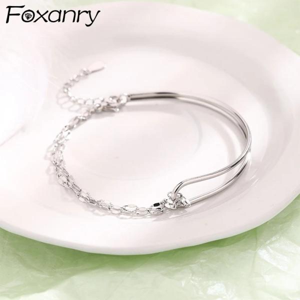 ブレスレット シルバー チェーン レディース カラー ダブルレイヤー アシンメトリー ミニマリスト ...