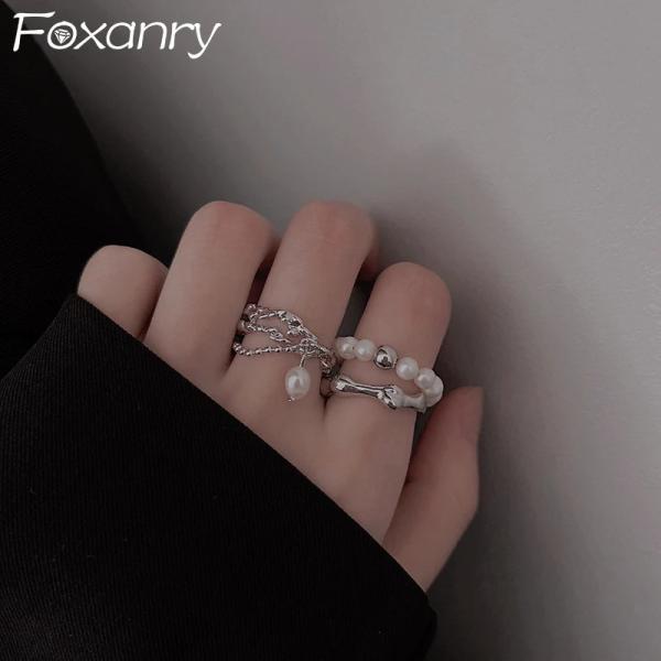 指輪 リング ビンテージ チェーン パール レディース タッセル イレギュラー ミニマリスト トレン...