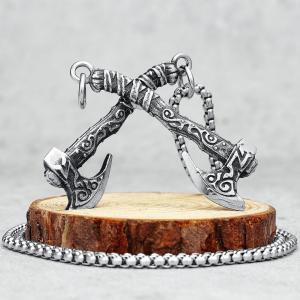 ネックレス ヴァイキング アックス ペンダント メンズ ステンレス スチール ノルディック チェーン ロック パンク ボーイフレンド 男性 ギフト