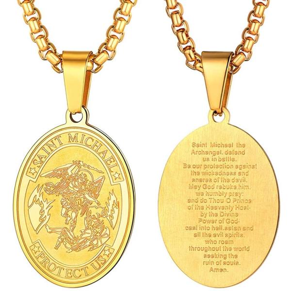 ネックレス ペンダント メンズ 男性 レディース 女性 ステンレス ロープチェーン 大天使 マイケル...