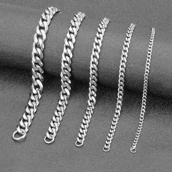 ブレスレット シルバー ステンレス チェーン レディース メンズ 3-11mm 機関車 パンク ロッ...