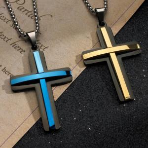 天然石 ブルートパーズ ツタ柄彫り クロス ケルト十字デザイン メンズ