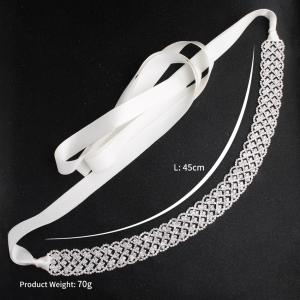 サッシュベルト ストーン ハンドメイド 白 ホ...の詳細画像2