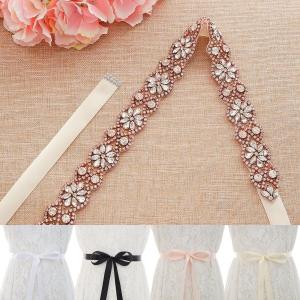 サッシュベルト クリスタル ハンドメイド 花 結...の商品画像