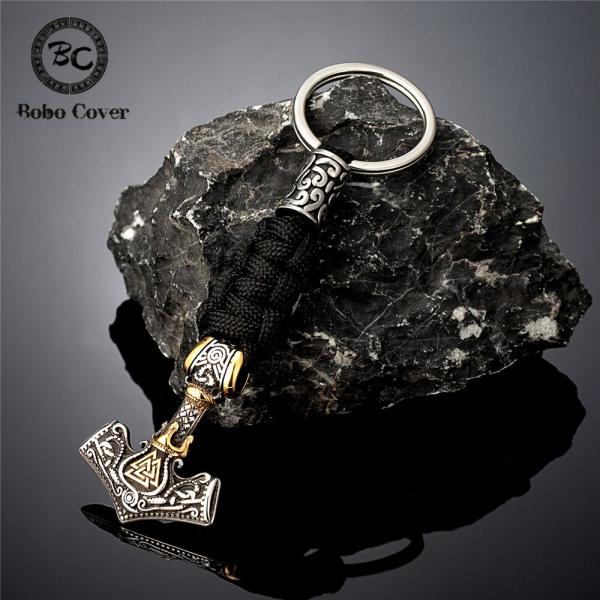 ペンダント ハンマー ロープ メンズ 男性 ビンテージ バイキング ルーン トール キー 鍵チェーン...