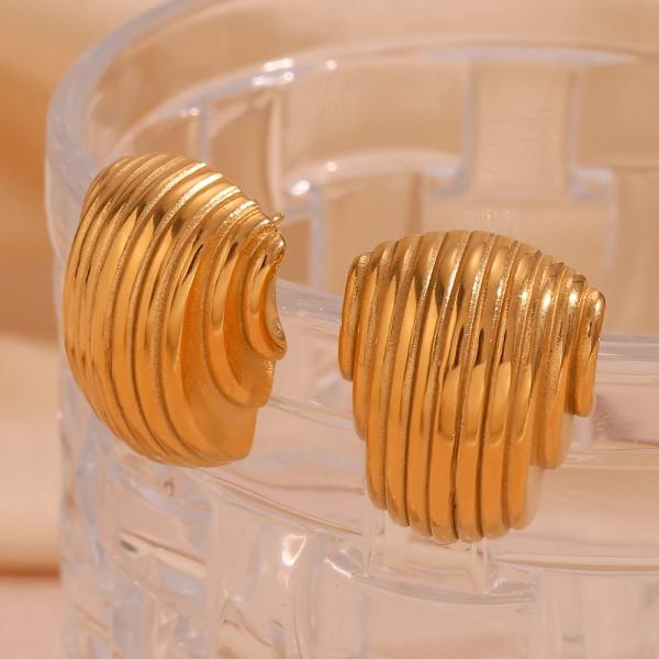ピアス  ステンレス レディース スチール PVD プレート 防水 ファッション ストライプ 刻印 ...