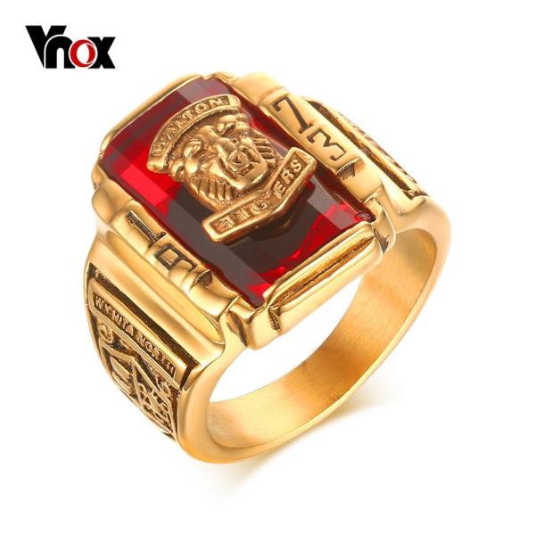 指輪 メンズ リング ステンレス ビンテージ タイガー トラ おしゃれ カレッジ レッド 男性 ジュ...