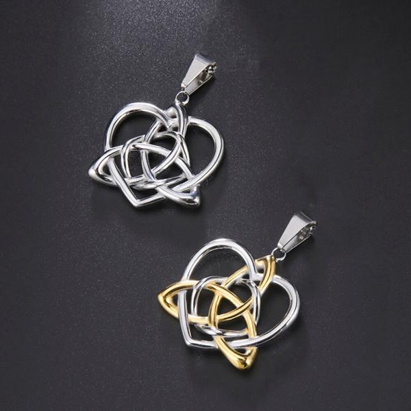 ペンダント アイルランド ステンレス ハート キング リボン LOVE メンズ 男性 トリケトラ 三...