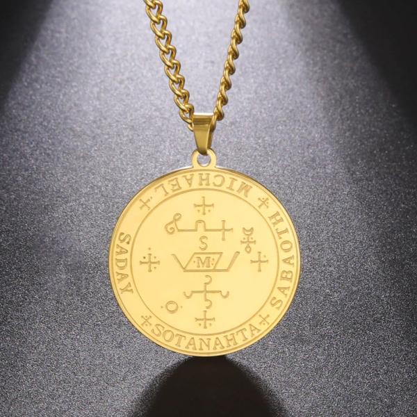 ペンダント ネックレス ステンレス キング メンズ 男性 ソロモン 大天使 マイケル 紋章 保護 プ...