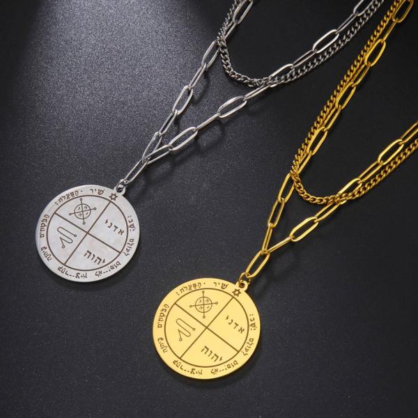 ペンダント ネックレス ステンレス 五角形 メンズ 男性 鍵 キー ソロモン 王様 お守り 保護 プ...