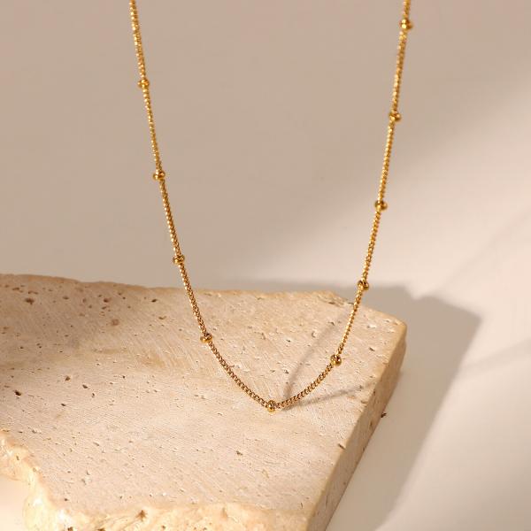 チョーカー ネックレス ステンレス ゴールド チェーン ビーズ レディース 女性 スチール ジュエリ...