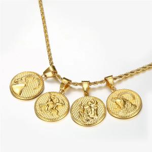 ペンダント ネックレス ステンレス ゴールド チェーン 牡羊座 獅子座 ロープ レディース メンズ｜finejewelrys