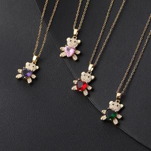 ペンダント ネックレス 動物 アニマル ジルコニア ゴールド チェーン ウサギ ピンク ハート クマ LOVE レディース｜finejewelrys