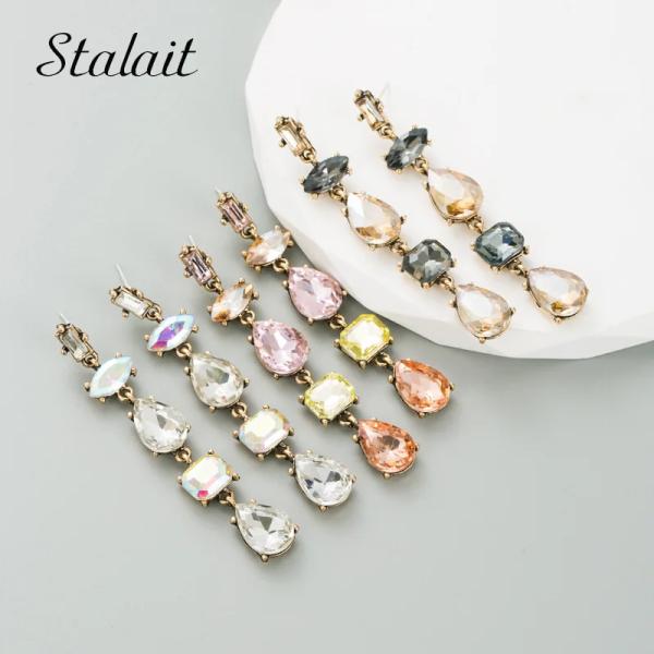 ピアス クリスタル シルバー シンプル ドロップ レディース